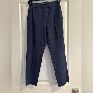 Theory slim cropped pull on pant in linen blend (navy)